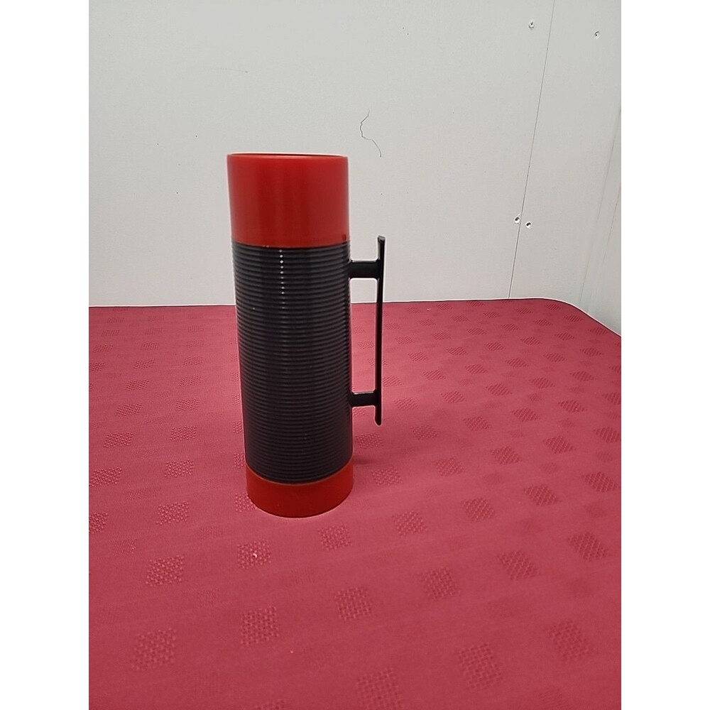 Vintage Aladdin 1 Pt. Thermos Dura Clad Red Grey #2630 Made In The USA